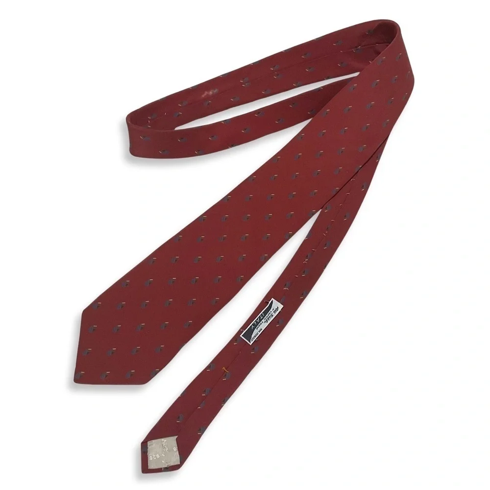 VTG John Silk & Co Haberdashers Men Silk Tie Preppy Red‎ Blue Foulard Italy Rare